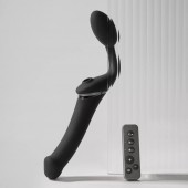 Черный безремневой вибрострапон Strap-On-Me Multi Orgasm Size XL - Strap-on-me - купить с доставкой в Дзержинске