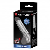 Прозрачная насадка на пенис с ребрышками и подхватом мошонки - Baile - в Дзержинске купить с доставкой