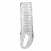 Прозрачная насадка на пенис с ребрышками и подхватом мошонки - Baile - в Дзержинске купить с доставкой