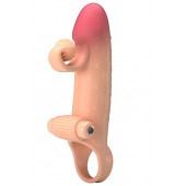 Телесная вибронасадка на пенис с подхватом мошонки - 20 см. - Baile - в Дзержинске купить с доставкой