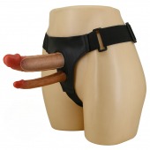 Темно-бежевый фаллопротез для двойного проникновения - 17,5 см. - Baile - купить с доставкой в Дзержинске