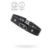 Черный чокер-ошейник со связанными кольцами на подложке - Pecado - купить с доставкой в Дзержинске