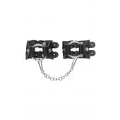 Черные кожаные наручники-браслеты из двух ремешков - Pecado - купить с доставкой в Дзержинске