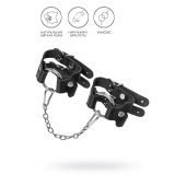 Черные кожаные наручники-браслеты из двух ремешков - Pecado - купить с доставкой в Дзержинске