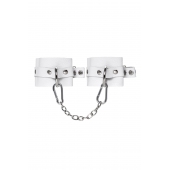 Белые мягкие кожаные наручники с люверсами - Pecado - купить с доставкой в Дзержинске