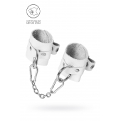 Белые мягкие кожаные наручники с люверсами - Pecado - купить с доставкой в Дзержинске