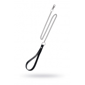 Поводок с ручкой из черной натуральной кожи и карабином для ошейника - Pecado - купить с доставкой в Дзержинске