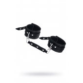 Черные двухслойные кожаные оковы с белой строчкой - Pecado - купить с доставкой в Дзержинске