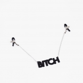 Зажимы на соски с кожаной подвеской Bitch - Crazy Handmade - купить с доставкой в Дзержинске