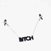 Зажимы на соски с кожаной подвеской Bitch - Crazy Handmade - купить с доставкой в Дзержинске