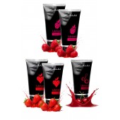 Набор из 5 съедобных лубрикантов JUJU (клубника х 2, малина х 2, вишня) - JuJu - купить с доставкой в Дзержинске
