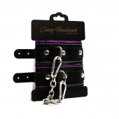 Черно-фиолетовые скругленные наручники с мягкой подкладкой - Crazy Handmade - купить с доставкой в Дзержинске