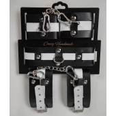 Набор фиксаторов из черной и белой натуральной кожи - Crazy Handmade - купить с доставкой в Дзержинске