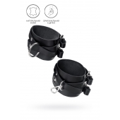 Черные кожаные оковы с двумя перекрёстными ремешками - Pecado - купить с доставкой в Дзержинске