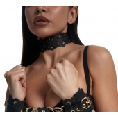 Черный ажурный чокер с золотистой фурнитурой - Crazy Handmade - купить с доставкой в Дзержинске