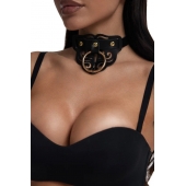 Черный чокер с клепками и золотистой фурнитурой - Crazy Handmade - купить с доставкой в Дзержинске