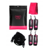 Черно-розовый эротический набор: фиксатор, оковы, наручники, повязка - Erokay - купить с доставкой в Дзержинске