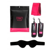 Черно-розовый эротический набор: маска, наручники и повязка - Erokay - купить с доставкой в Дзержинске