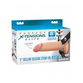 Телесный пустотелый фаллопротез 5’’ Hollow Silicone Strap-On - 14 см. - Pipedream - купить с доставкой в Дзержинске