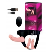 Женский страпон с 3 насадками и вибрацией - Erowoman-Eroman - купить с доставкой в Дзержинске