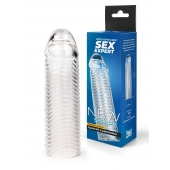 Прозрачная закрытая насадка на пенис с ребрышками - 16 см. - Sex Expert - в Дзержинске купить с доставкой