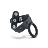 Черное эрекционное кольцо с подхватом мошонки на кнопках VS6 - Blush Novelties - в Дзержинске купить с доставкой
