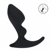 Черная анальная пробка для массажа простаты Double Ripple Silicone Prostate Massager - Shots Media BV - в Дзержинске купить с доставкой