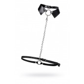 Черная портупея-чокер с поводком и карабином в виде кольца - Pecado купить с доставкой