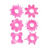 Набор из 6 розовых эрекционных колец с различным рельефом - Erowoman-Eroman - в Дзержинске купить с доставкой