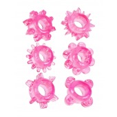 Набор из 6 розовых эрекционных колец с различным рельефом - Erowoman-Eroman - в Дзержинске купить с доставкой