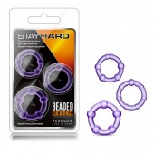 Набор из 3 фиолетовых эрекционных колец Stay Hard Beaded Cockrings - Blush Novelties - в Дзержинске купить с доставкой