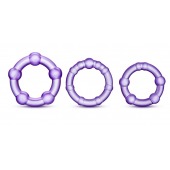 Набор из 3 фиолетовых эрекционных колец Stay Hard Beaded Cockrings - Blush Novelties - в Дзержинске купить с доставкой