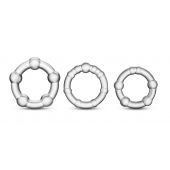 Набор из 3 прозрачных эрекционных колец Stay Hard Beaded Cockrings - Blush Novelties - в Дзержинске купить с доставкой