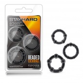 Набор из 3 чёрных эрекционных колец Stay Hard Beaded Cockrings - Blush Novelties - в Дзержинске купить с доставкой