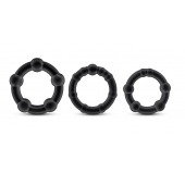 Набор из 3 чёрных эрекционных колец Stay Hard Beaded Cockrings - Blush Novelties - в Дзержинске купить с доставкой