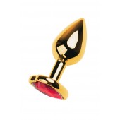 Золотистая анальная пробка с кристаллом-сердцем - 7,5 см. - ToyFa - купить с доставкой в Дзержинске