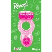 Розовое эрекционное кольцо с вибрацией Rings Ringer - Lola Games - в Дзержинске купить с доставкой