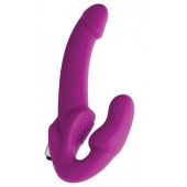 Ярко-розовый безремневой вибрострапон Evoke Vibrating Strapless Silicone Strap-on Dildo - XR Brands - купить с доставкой в Дзержинске