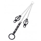 Черно-серебристые зажимы для сосков с кольцом для пениса TOYFA Metal - ToyFa - купить с доставкой в Дзержинске