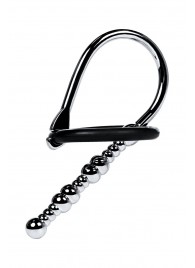 Серебристый уретральный плаг-бусины TOYFA Metal с мягким фиксириющим кольцом - ToyFa - купить с доставкой в Дзержинске