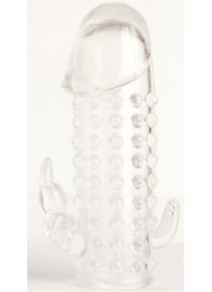 Гелевая прозрачная насадка с 2 отростками - 13 см. - Toyfa Basic - в Дзержинске купить с доставкой