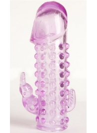 Закрытая фиолетовая насадка с 2 отростками - 13 см. - Toyfa Basic - в Дзержинске купить с доставкой