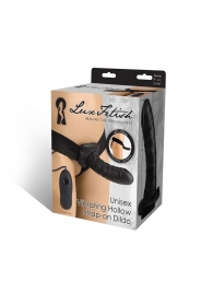 Чёрный полый страпон с вибрацией Unisex Vibrating Hollow Strap-On - 14 см. - Lux Fetish - купить с доставкой в Дзержинске