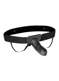 Чёрный полый страпон с вибрацией Unisex Vibrating Hollow Strap-On - 14 см. - Lux Fetish - купить с доставкой в Дзержинске