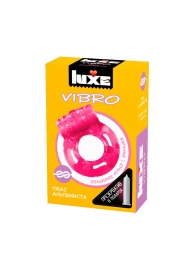 Розовое эрекционное виброкольцо Luxe VIBRO  Ужас Альпиниста  + презерватив - Luxe - в Дзержинске купить с доставкой