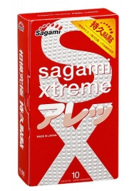 Утолщенные презервативы Sagami Xtreme Feel Long с точками - 10 шт. - Sagami - купить с доставкой в Дзержинске
