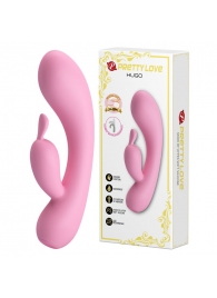 Нежно-розовый вибратор Hugo с клиторальным отростком - 16,5 см. - Baile