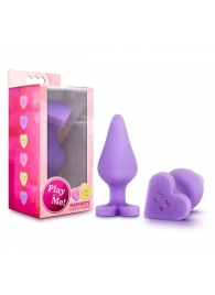 Фиолетовая анальная пробка Naughty Candy Heart Do Me Now - 8,9 см. - Blush Novelties - купить с доставкой в Дзержинске