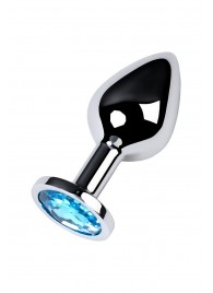 Серебристая конусовидная анальная пробка с голубым кристаллом - 8 см. - ToyFa - купить с доставкой в Дзержинске