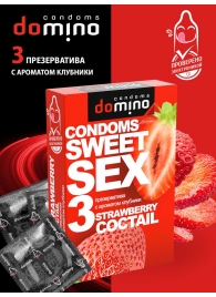 Презервативы для орального секса DOMINO Sweet Sex с ароматом клубничного коктейля  - 3 шт. - Domino - купить с доставкой в Дзержинске